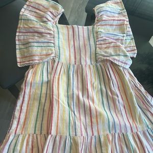 Rainbow dress, puffed sleeved girl